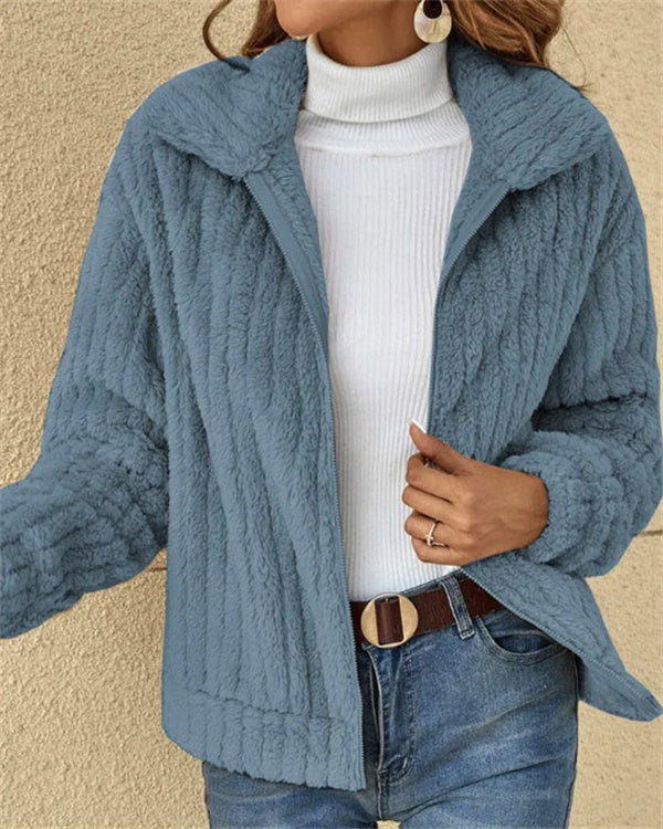 Manteau Polaire Doux à Revers, Zippé