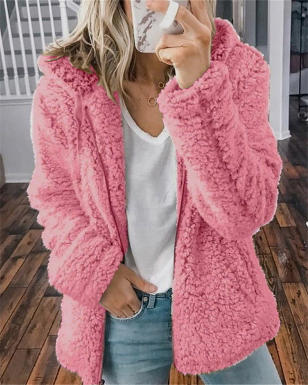 Manteau en Velours à Revers, avec Zip