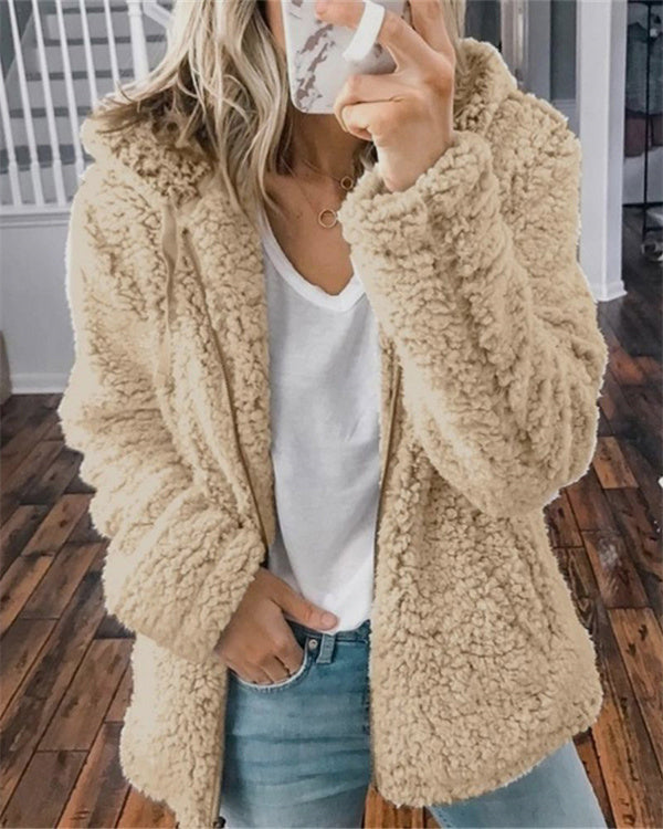 Manteau en Velours à Revers, avec Zip