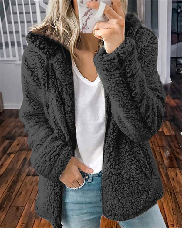 Manteau en Velours à Revers, avec Zip