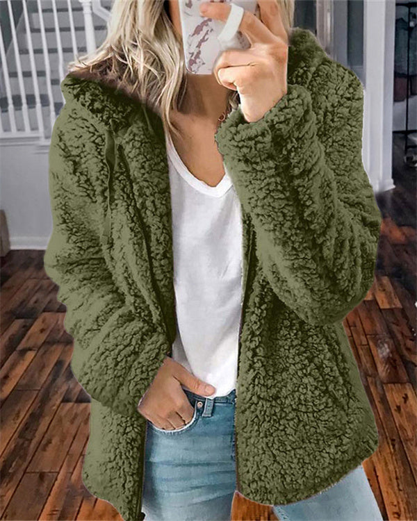 Manteau en Velours à Revers, avec Zip
