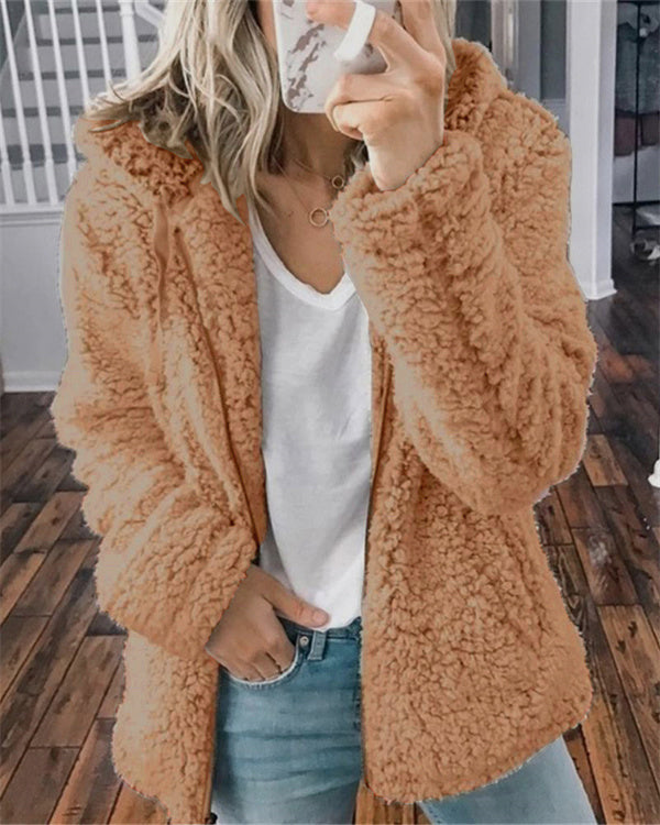 Manteau en Velours à Revers, avec Zip