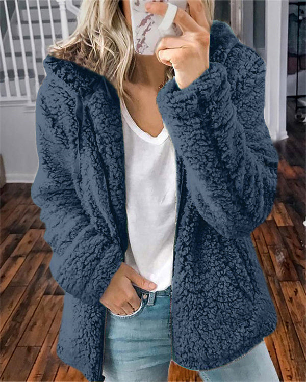 Manteau en Velours à Revers, avec Zip