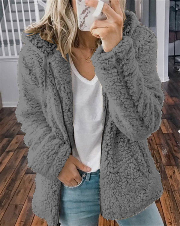 Manteau en Velours à Revers, avec Zip