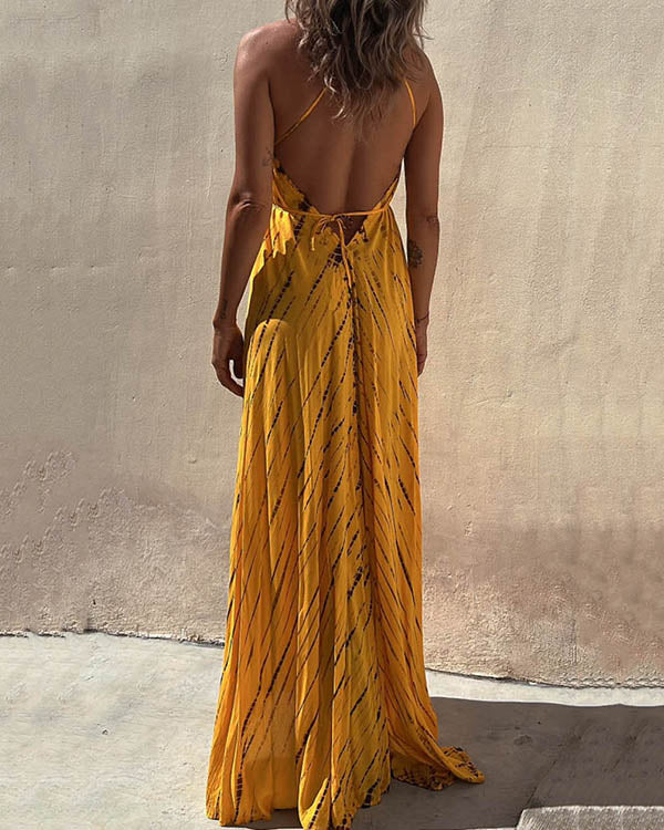 Robe Ample Bohème, Tournesol, Col en V, Nuisette