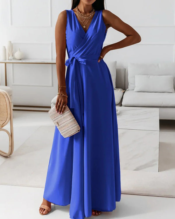 Robe de Soirée Longue, Col en V Croisé