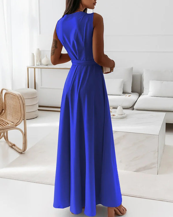Robe de Soirée Longue, Col en V Croisé