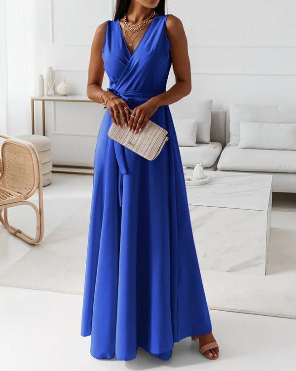 Robe de Soirée Longue, Col en V Croisé