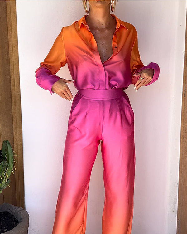 Ensemble Chemise et Pantalon Néon Dégradé