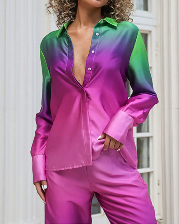 Ensemble Chemise et Pantalon Néon Dégradé