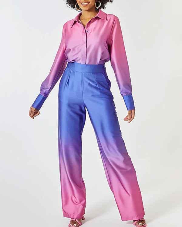 Ensemble Chemise et Pantalon Néon Dégradé