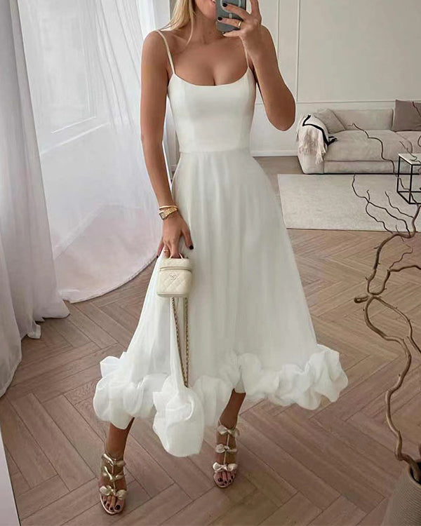 Robe de Soirée Nuisette Trapèze, Ourlet Fleur 3D
