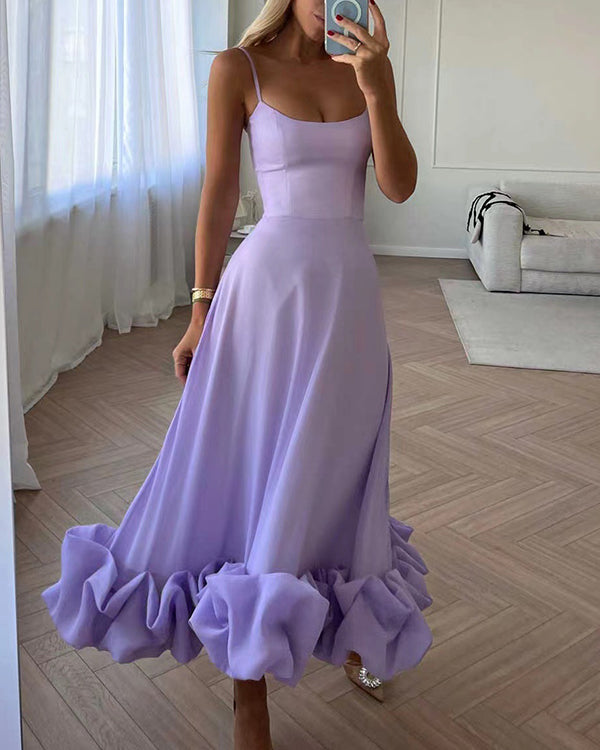 Robe de Soirée Nuisette Trapèze, Ourlet Fleur 3D