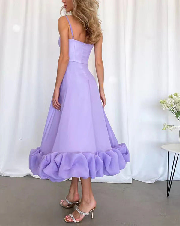 Robe de Soirée Nuisette Trapèze, Ourlet Fleur 3D