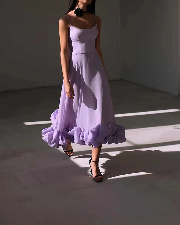 Robe de Soirée Nuisette Trapèze, Ourlet Fleur 3D
