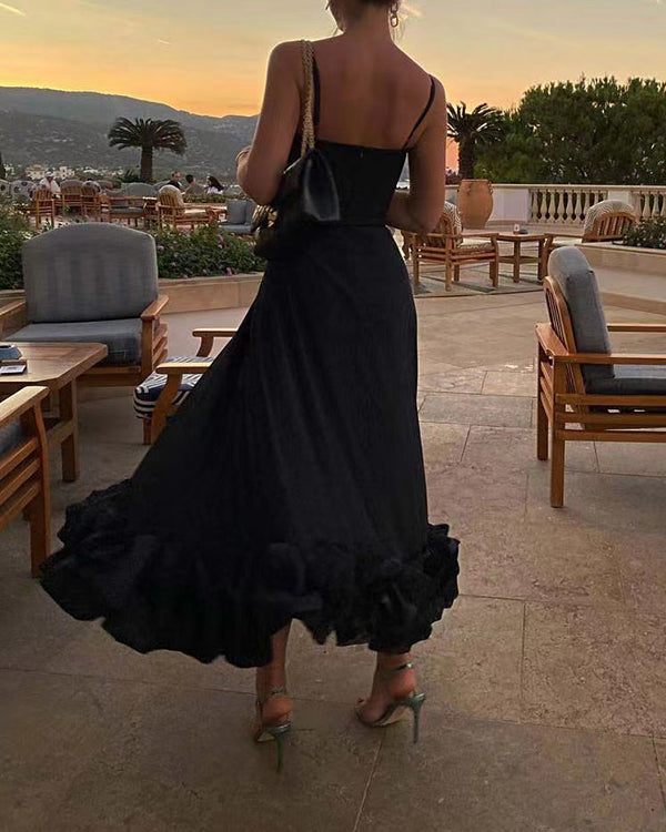 Robe de Soirée Nuisette Trapèze, Ourlet Fleur 3D