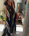 Robe Imprimée Géométrique, Style Bohème, Col en V