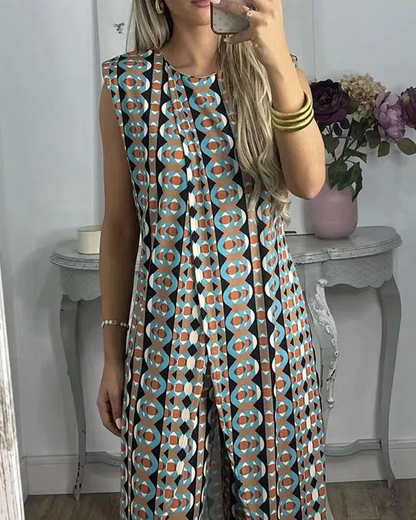 Ensemble Top Long Asymétrique et Pantalon — 11 Coloris
