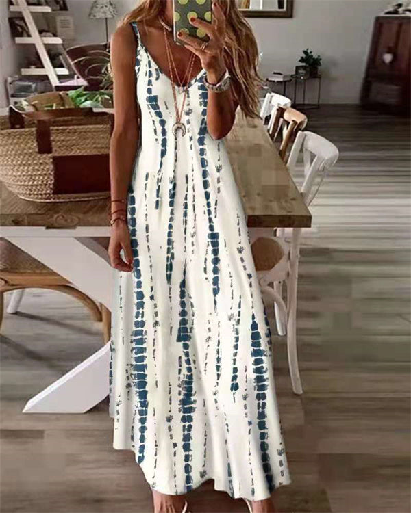 Robe Longue Nuisette Imprimée Tie-Dye