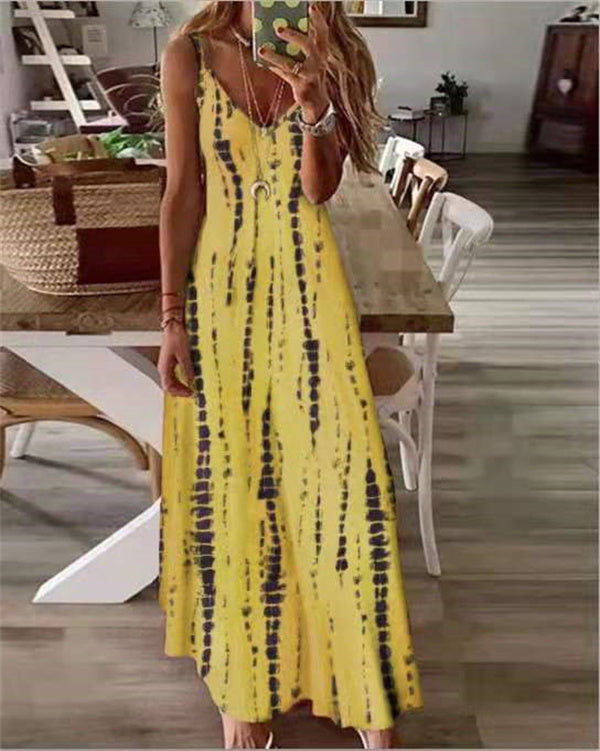 Robe Longue Nuisette Imprimée Tie-Dye