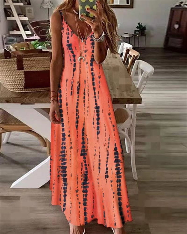 Robe Longue Nuisette Imprimée Tie-Dye