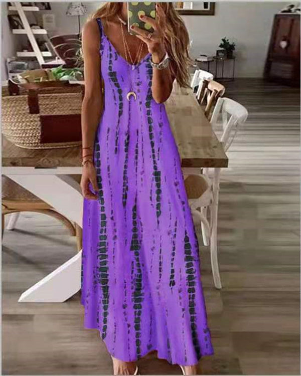 Robe Longue Nuisette Imprimée Tie-Dye