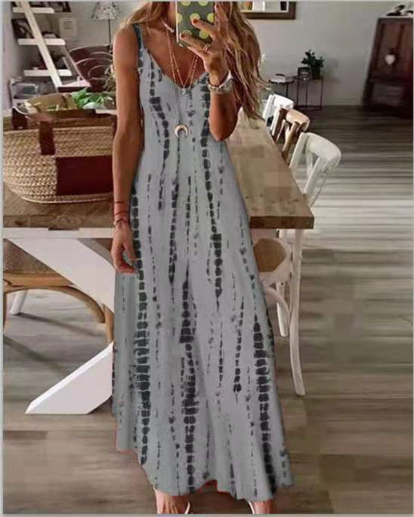 Robe Longue Nuisette Imprimée Tie-Dye