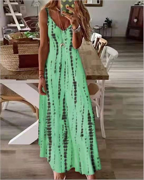 Robe Longue Nuisette Imprimée Tie-Dye