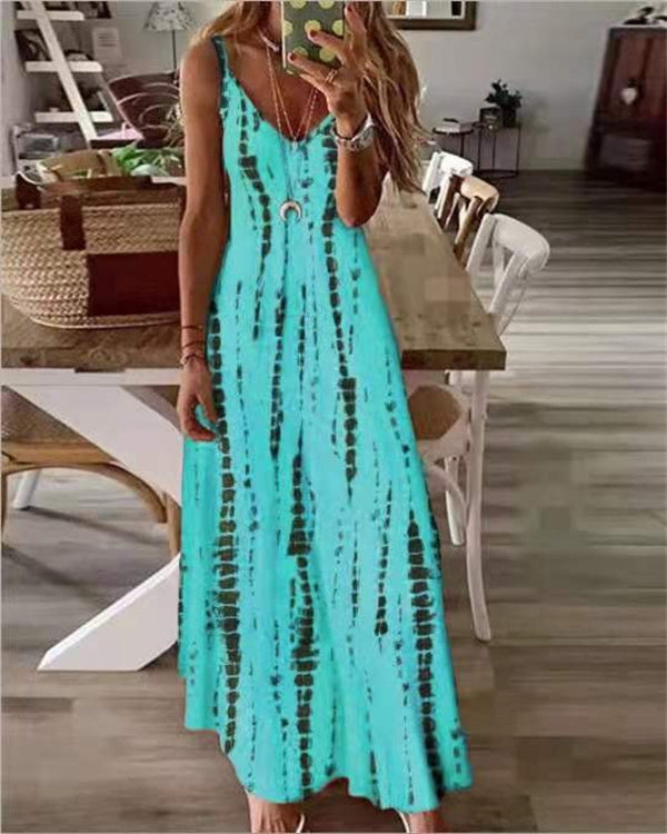 Robe Longue Nuisette Imprimée Tie-Dye