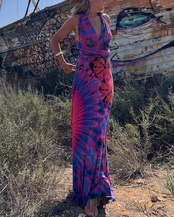 Robe Longue Tie-Dye Multi-Portée