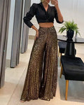 Pantalon Jupe Large à Sequins
