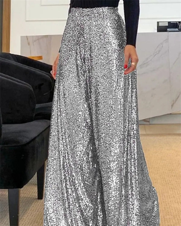 Pantalon Jupe Large à Sequins
