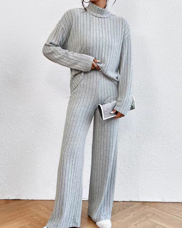 Ensemble Top Col Roulé Tricot et Pantalon