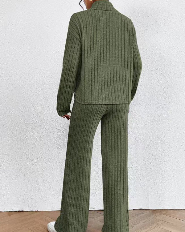 Ensemble Top Col Roulé Tricot et Pantalon
