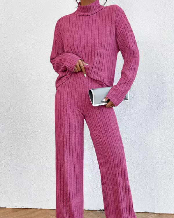Ensemble Top Col Roulé Tricot et Pantalon