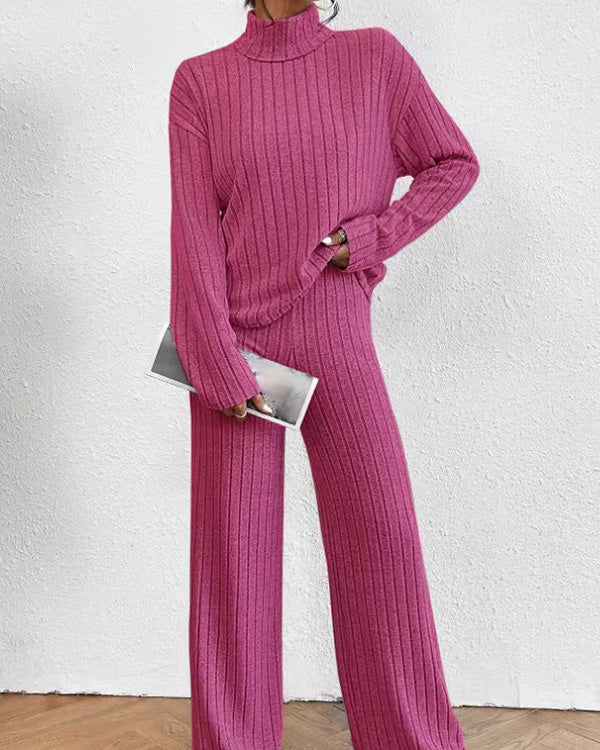 Ensemble Top Col Roulé Tricot et Pantalon