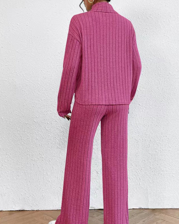 Ensemble Top Col Roulé Tricot et Pantalon