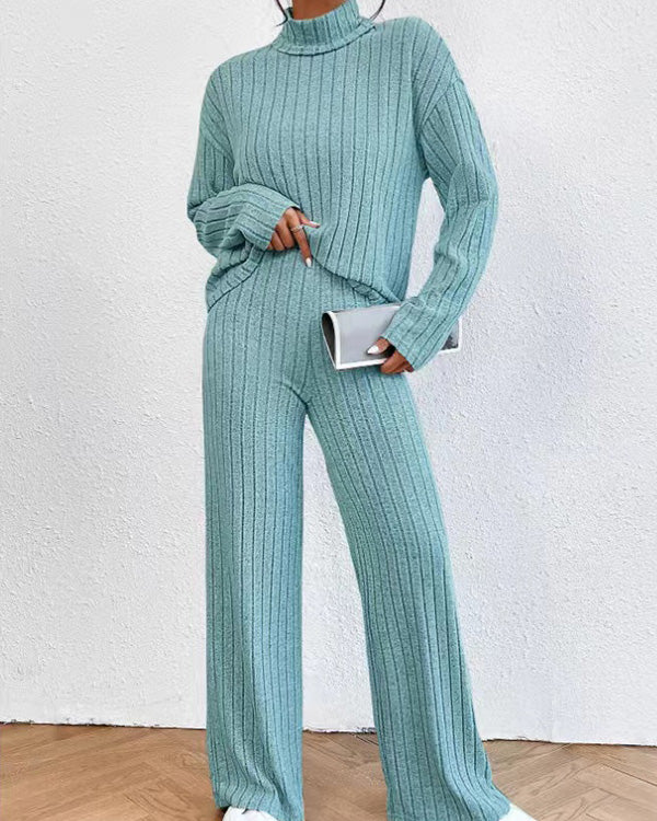 Ensemble Top Col Roulé Tricot et Pantalon