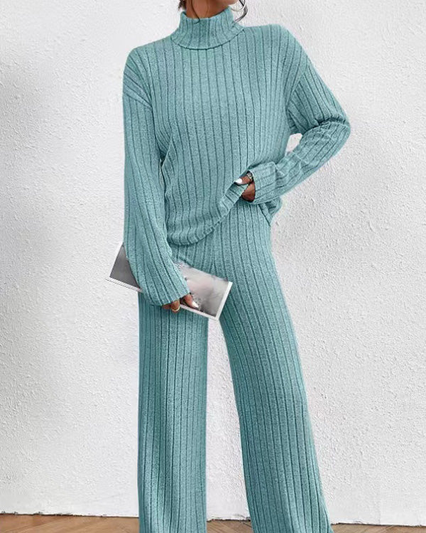 Ensemble Top Col Roulé Tricot et Pantalon