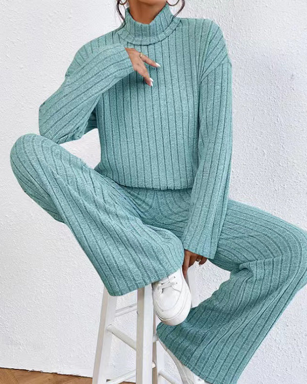 Ensemble Top Col Roulé Tricot et Pantalon