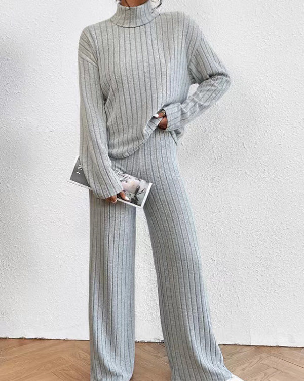 Ensemble Top Col Roulé Tricot et Pantalon