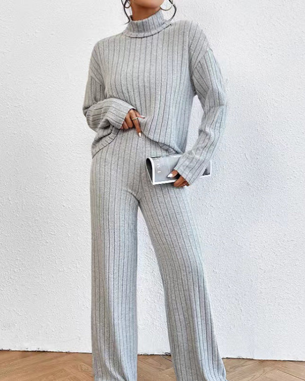 Ensemble Top Col Roulé Tricot et Pantalon