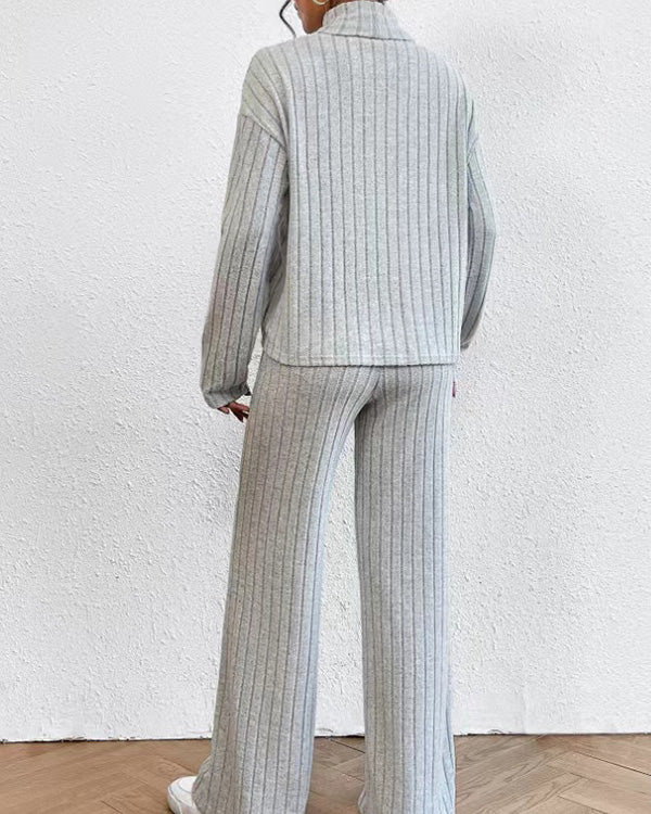 Ensemble Top Col Roulé Tricot et Pantalon