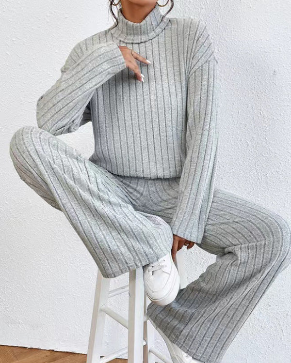 Ensemble Top Col Roulé Tricot et Pantalon