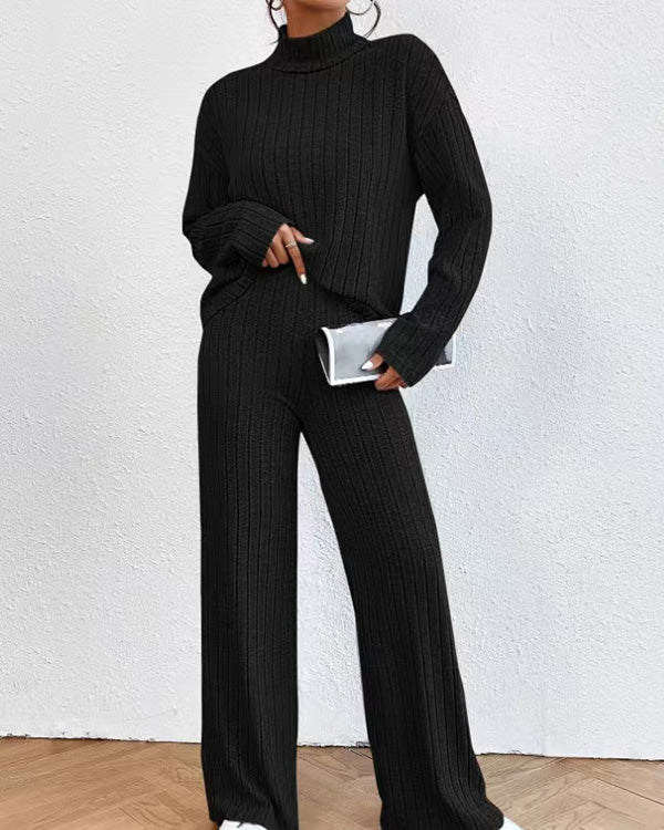 Ensemble Top Col Roulé Tricot et Pantalon