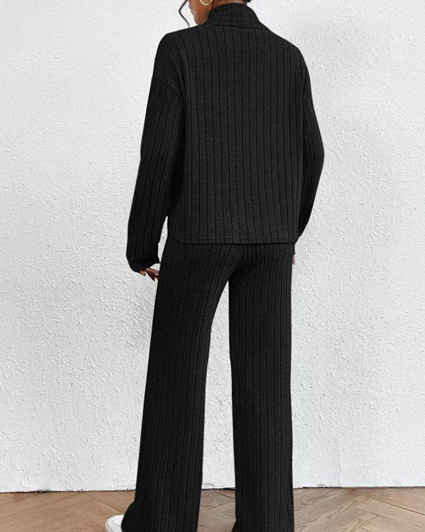 Ensemble Top Col Roulé Tricot et Pantalon