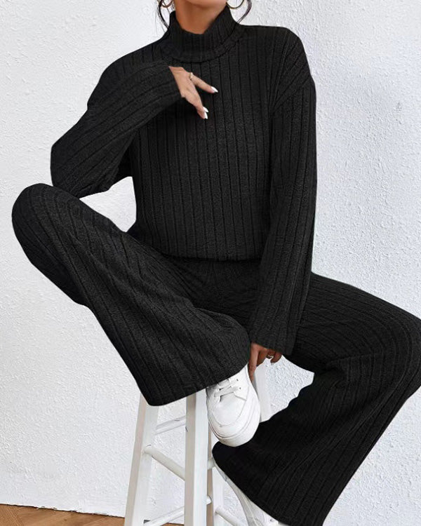 Ensemble Top Col Roulé Tricot et Pantalon