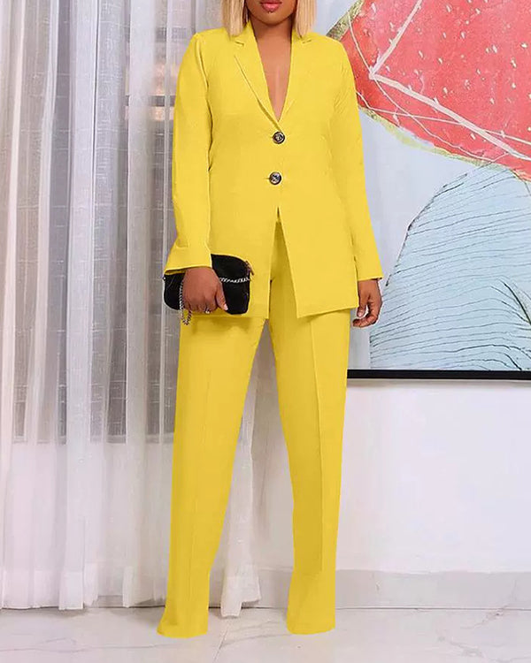 Ensemble Blazer Décontracté et Pantalon Citadin, 2 Pièces