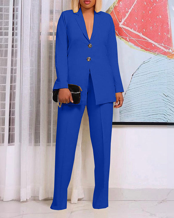 Ensemble Blazer Décontracté et Pantalon Citadin, 2 Pièces