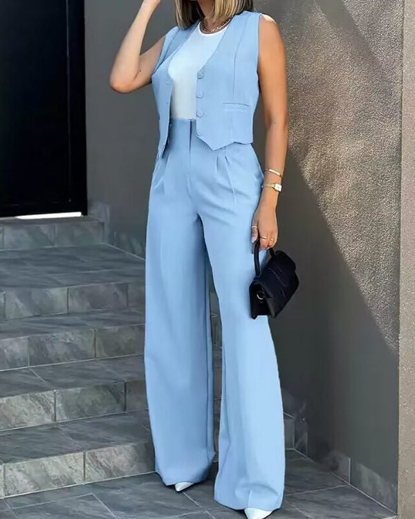 Ensemble Gilet Boutonné et Pantalon Citadin, 2 Pièces